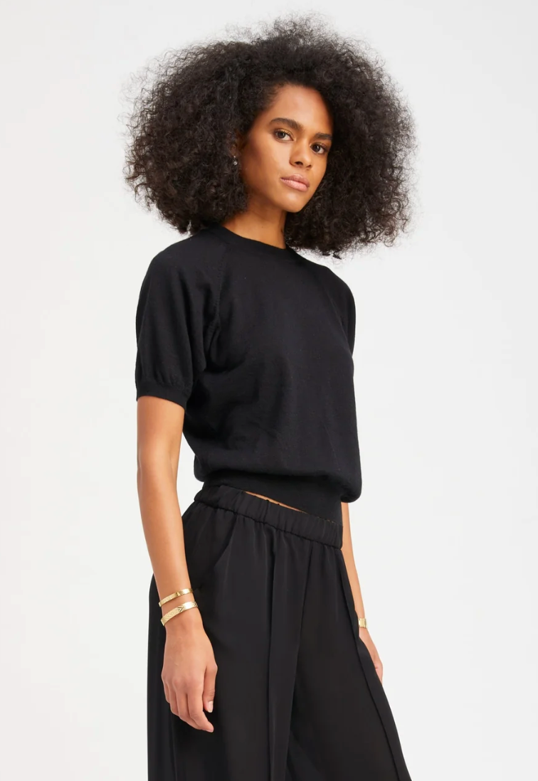 SPRWMN Short Sleeve Raglan Cashmere Sweater at Romi Boutique