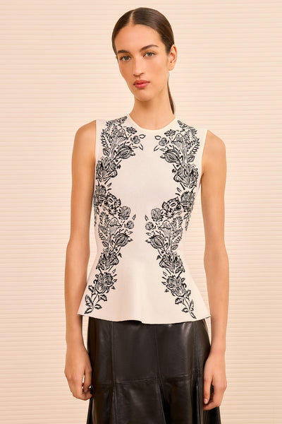 VANNA JACQUARD TANK IN IVORY