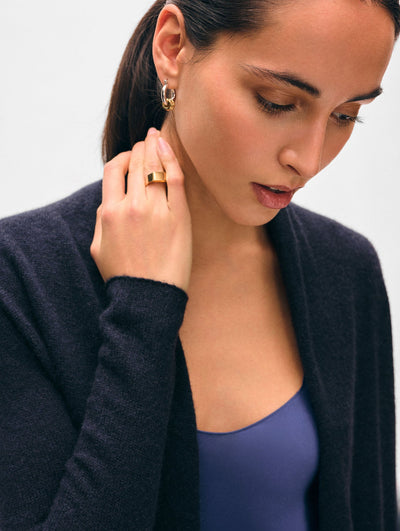CASHMERE TRAPEZE CARDIGAN IN DEEP NAVY
