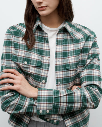 NEW CARTER SHIRT IN GREEN MULTI - Romi Boutique