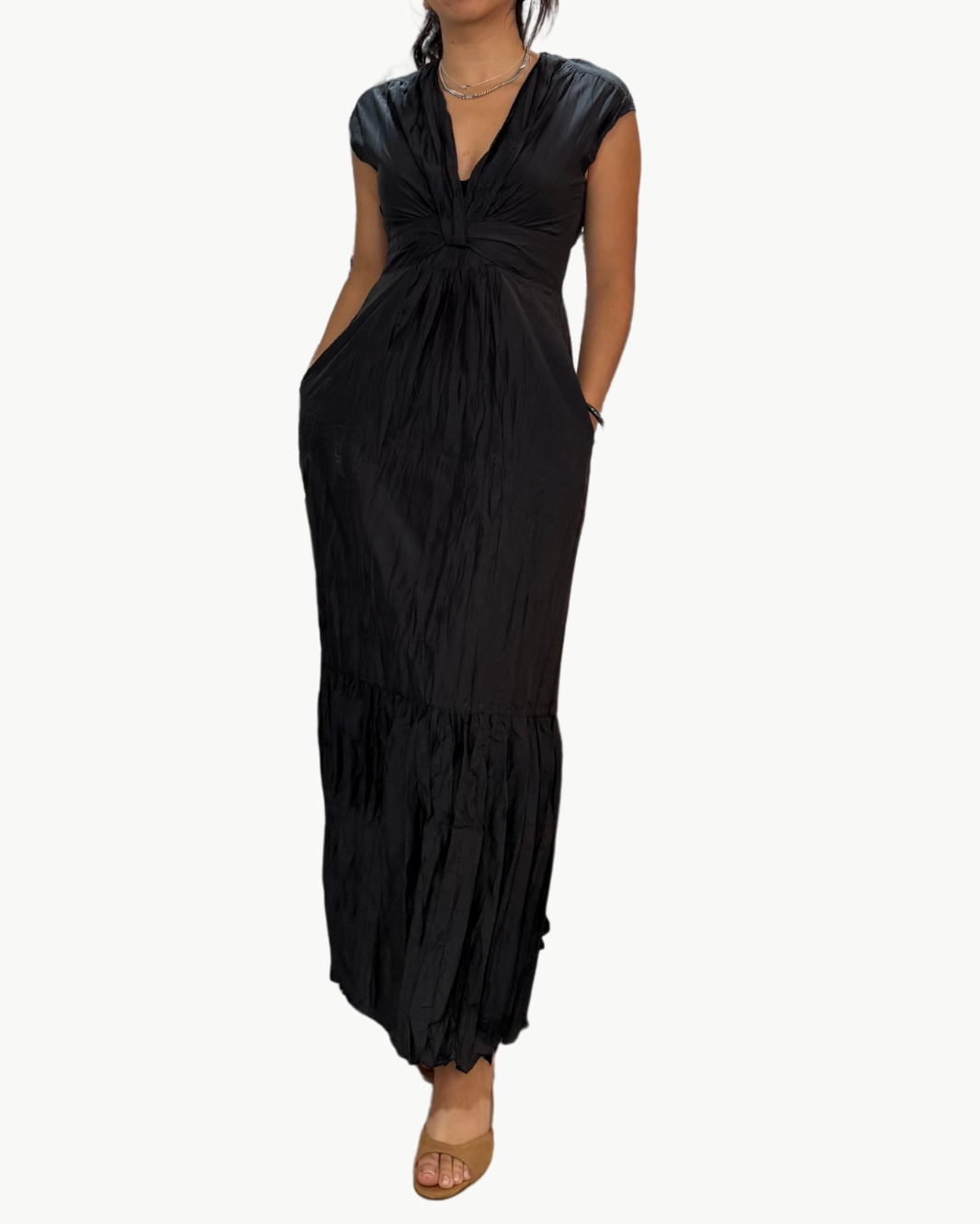 Go Silk Go Crinkle Cut Twist Dress at Romi Boutique