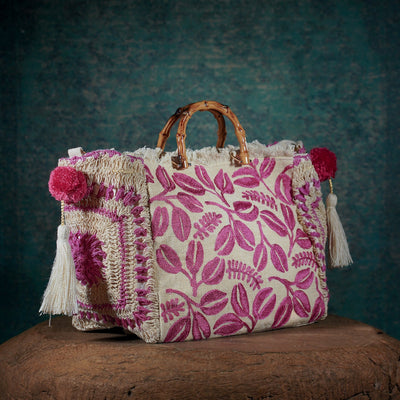 HARYALI JUTE TOTE IN FUSCHIA - Romi Boutique