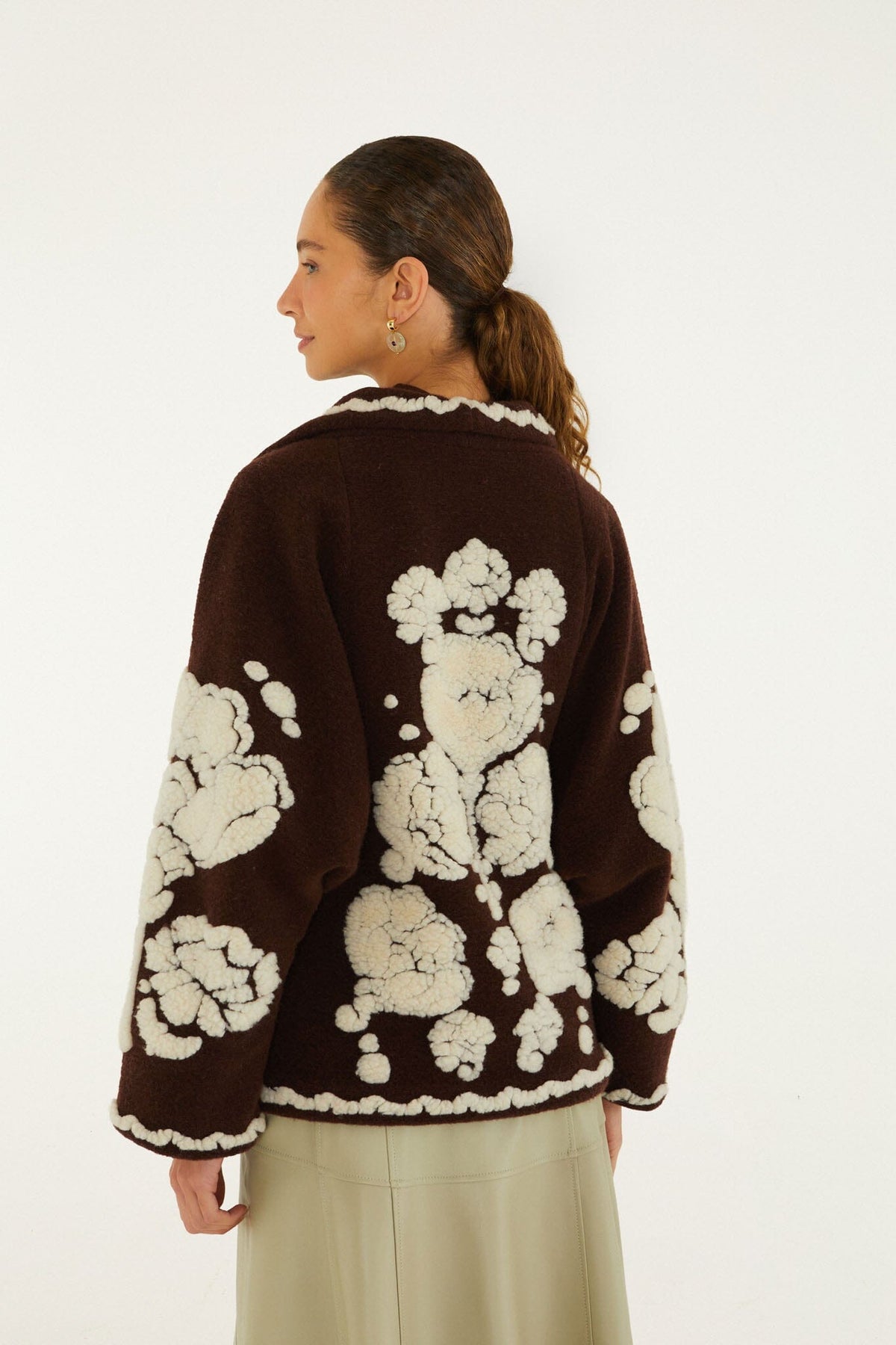 FARM Rio Flowers Pockets Crop Fleece Coat at Romi Boutique