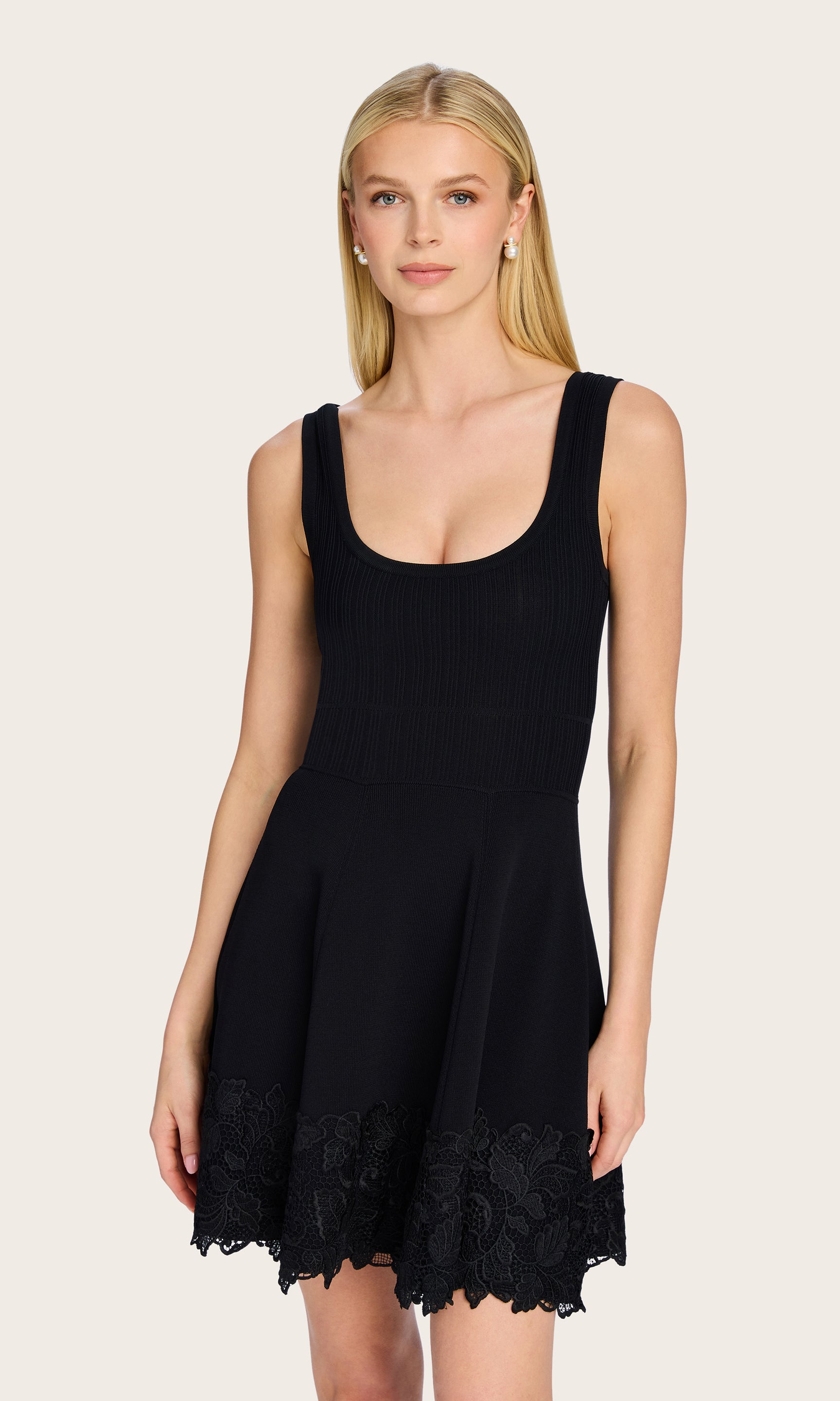 Generation Love ORPHEUS LACE COMBO RIB DRESS at Romi Boutique