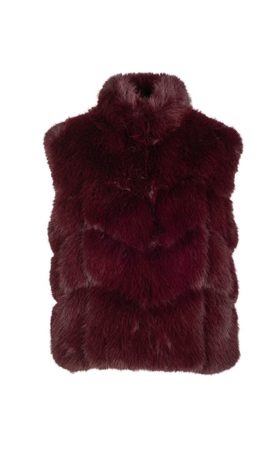 ROSARIO FAUX FUR VEST IN CABERNET