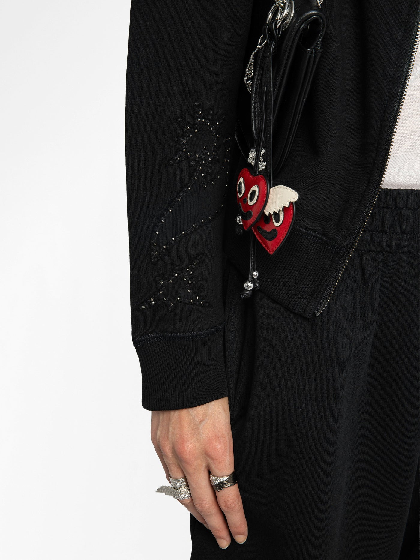 MILLY ZIP UP SWEATSHIRT IN BLACK
