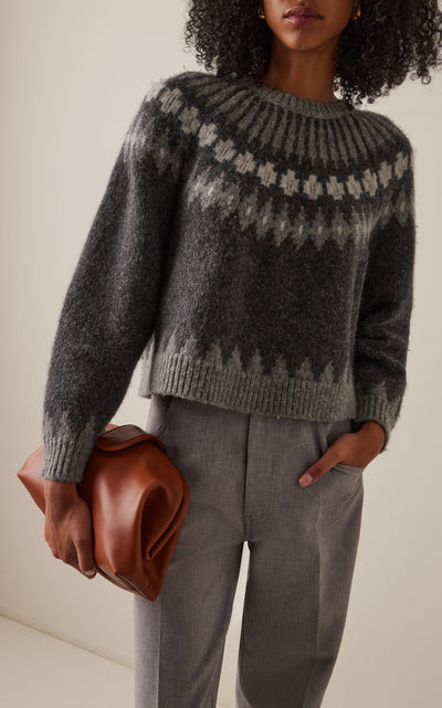 ALENA SWEATER IN DARK GREY MELANGE FAIR ISLE