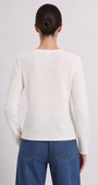 Minnie Rose Sheer Luxury Cashmere Long Sleeve V Neck with Rolled Trims at Romi Boutique
