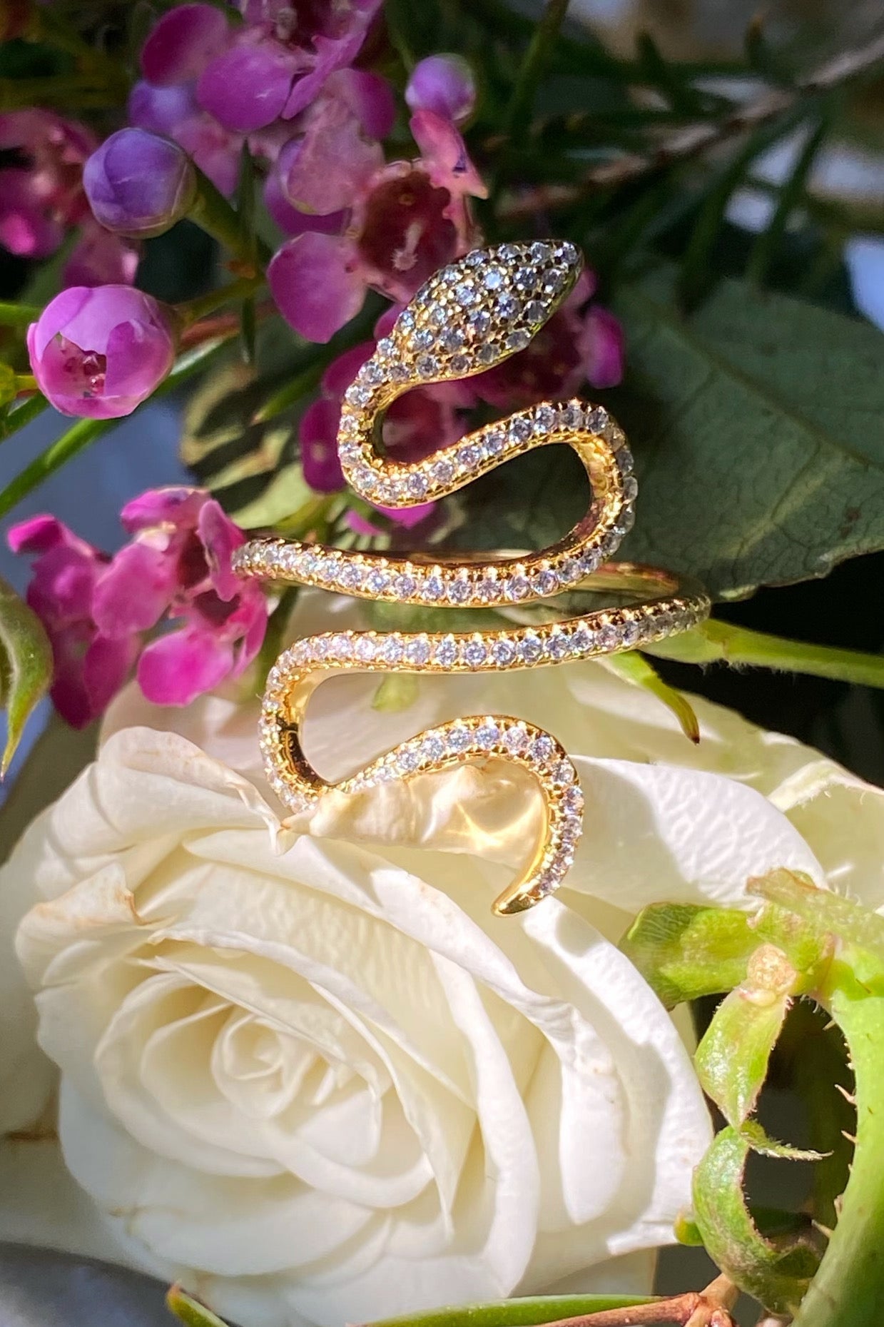 Native Gem ENCHANTED SNAKE RING IN GOLD at Romi Boutique