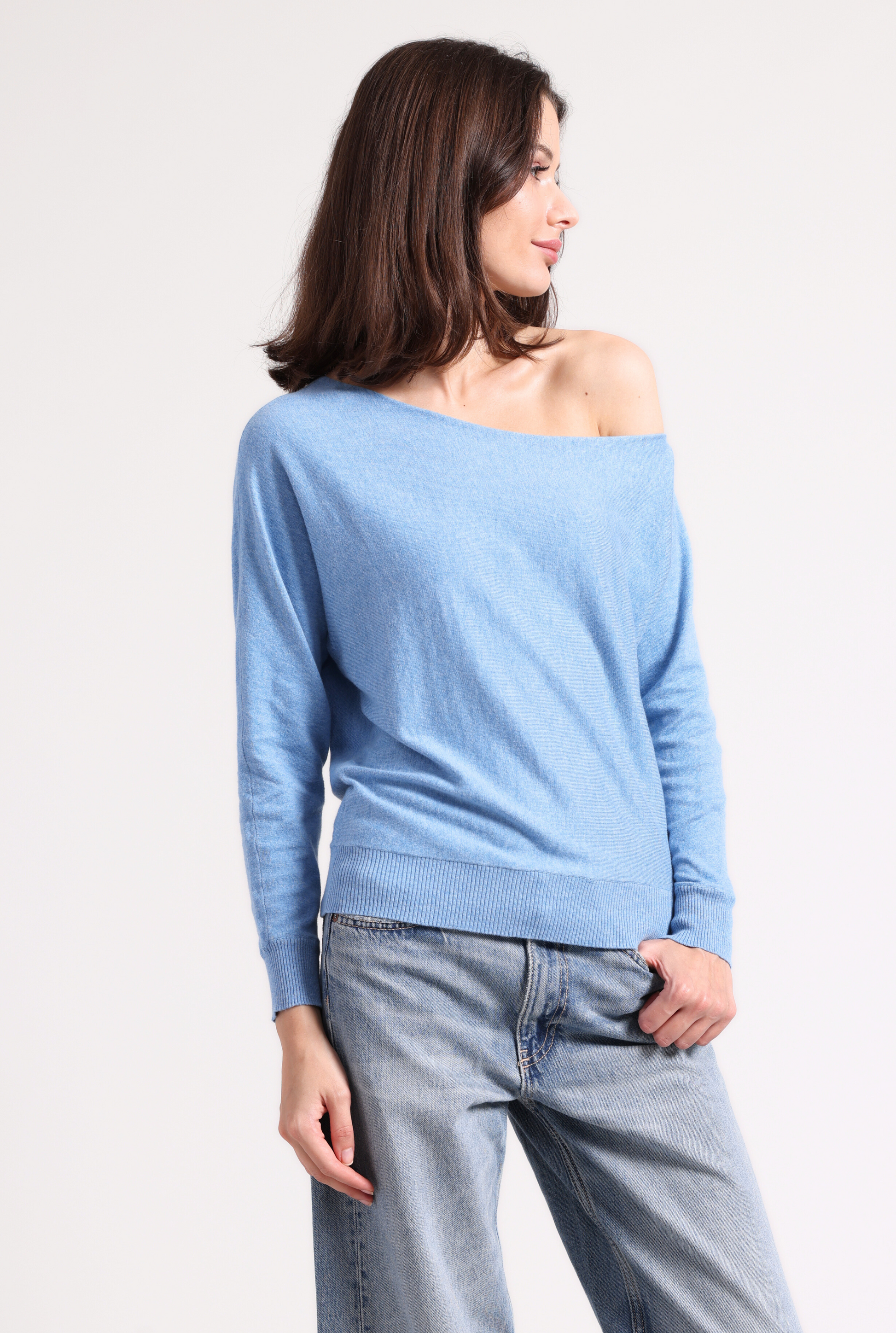 Minnie Rose COTTON CASHMERE OFF THE SHOULDER TOP at Romi Boutique