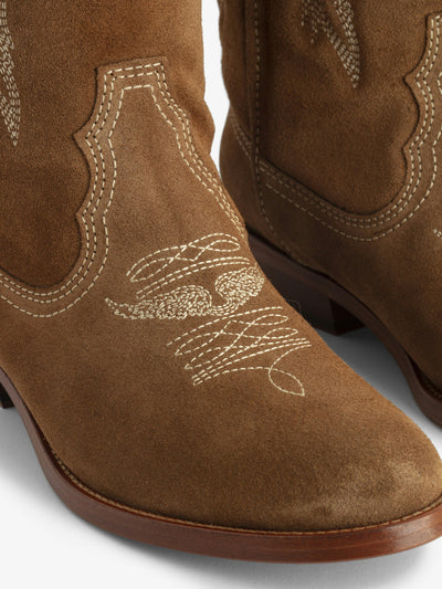 TEX WESTERN SUEDE BOOTS IN COGNAC