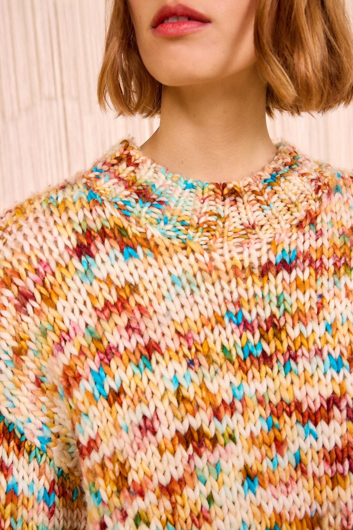 MAUDE MULTICOLOR KNIT PULLOVER IN OPAL