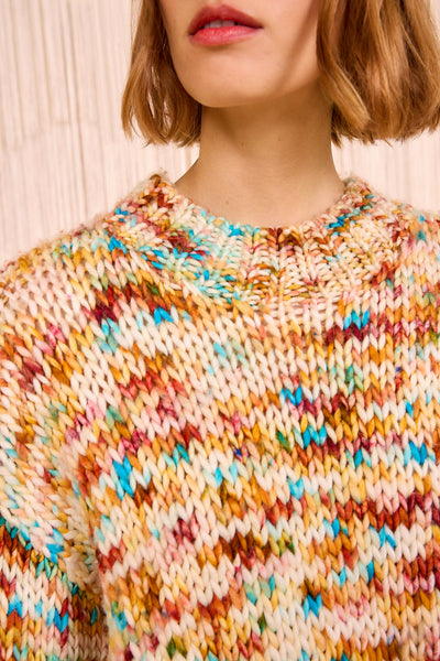 MAUDE MULTICOLOR KNIT PULLOVER IN OPAL