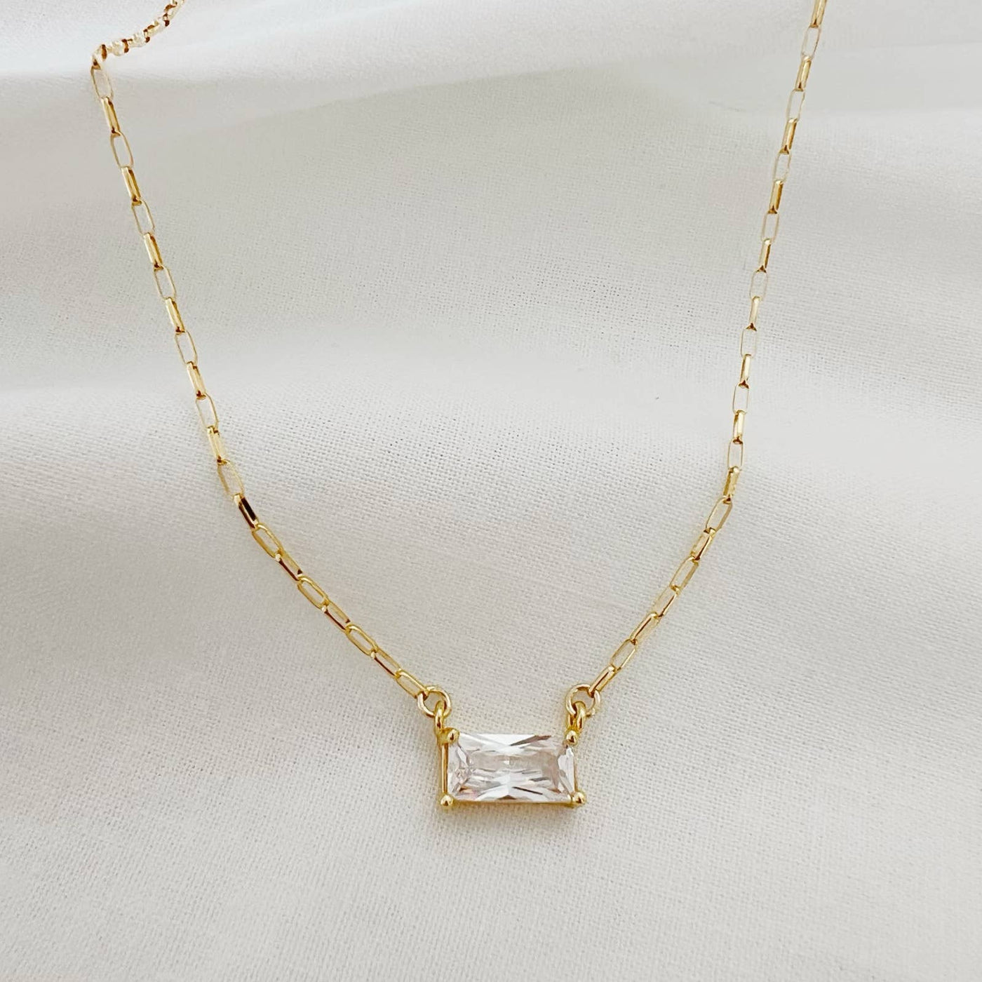 LEIGHTON CZ GOLD FILLED PENDANT NECKLACE IN GOLD
