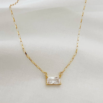 LEIGHTON CZ GOLD FILLED PENDANT NECKLACE IN GOLD