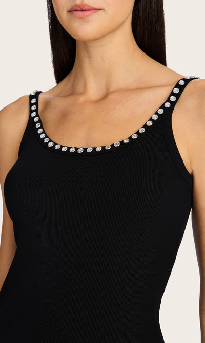 IRIS CRYSTAL TANK TOP IN BLACK - Romi Boutique