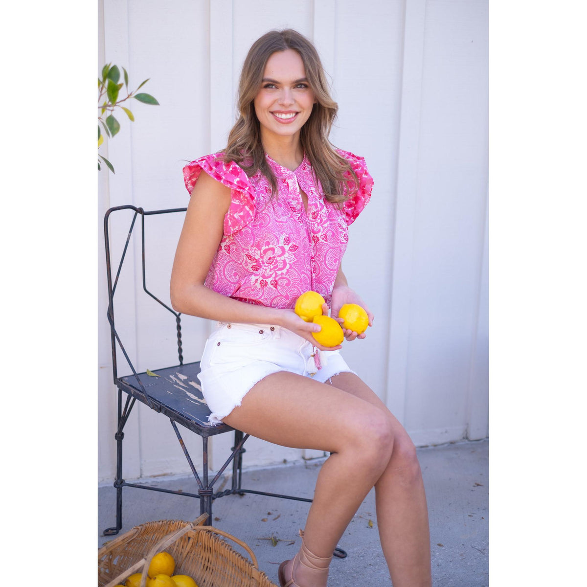 MILIA TOP IN FUSCHIA PRINT - Romi Boutique