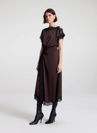 LUNA DRESS IN COCOA/BLACK - Romi Boutique