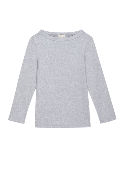 THE BABY RIB BOAT NECK IN HEATHER GREY