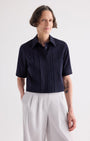 TWP Short Lived Shirt with Pleated Placket at Romi Boutique
