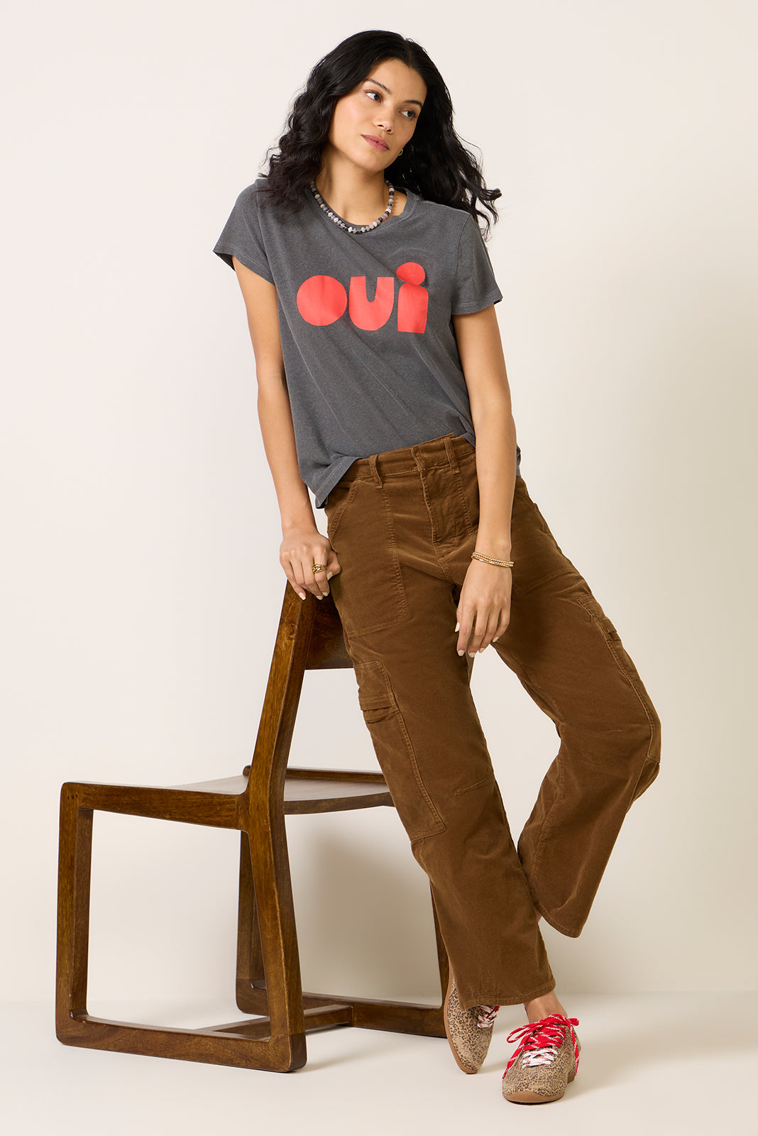 OUI CLASSIC TEE IN FADED BLACK