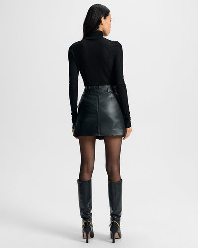PAVALINE MINI SKIRT IN BLACK VEGAN LEATHER