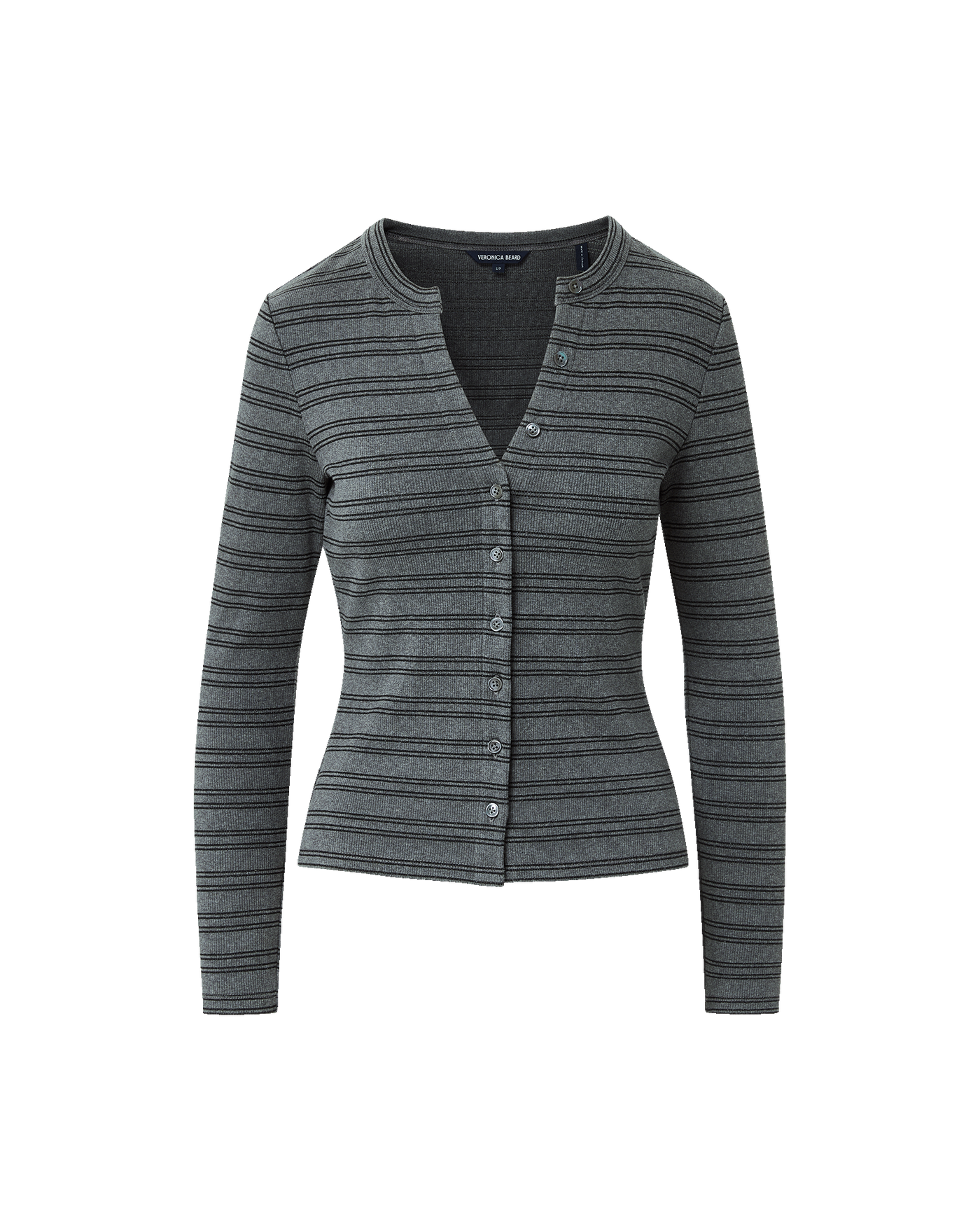 LONG SLEEVE DILIA TOP IN HEATHER GREY/BLACK LUREX