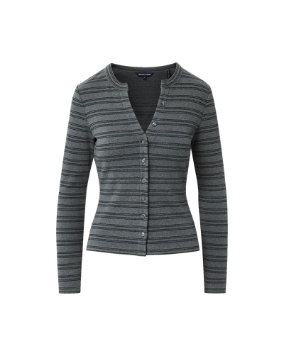 LONG SLEEVE DILIA TOP IN HEATHER GREY/BLACK LUREX