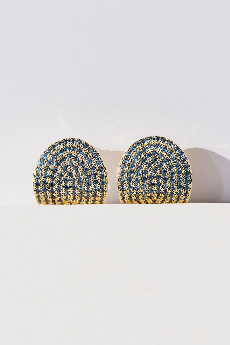 Native Gem ARC STUDS IN LONDON BLUE at Romi Boutique
