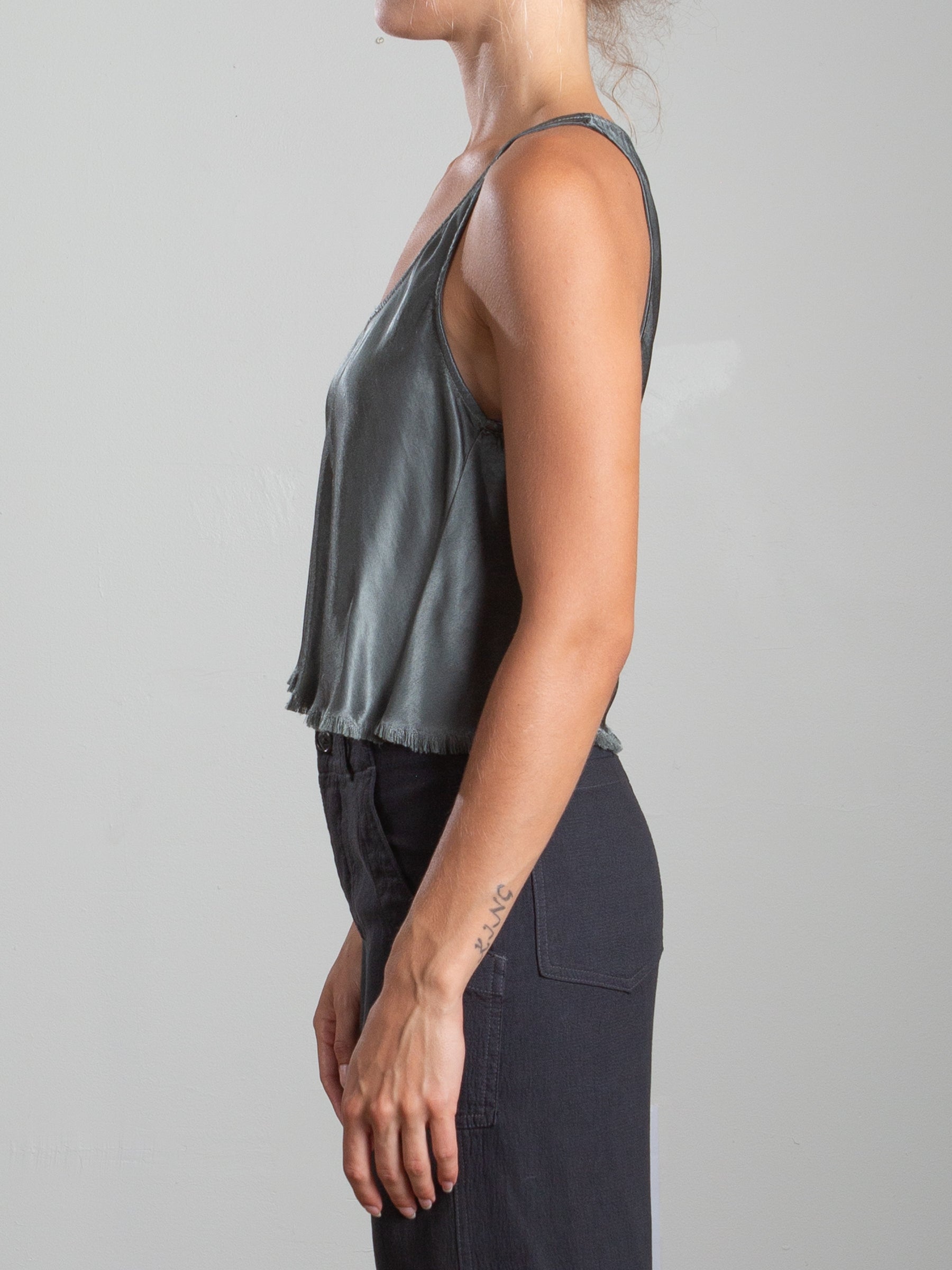 PHARAOH MAGGIE TANK IN VINTAGE SATIN NORI at Romi Boutique