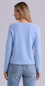 Minnie Rose Sheer Luxury Cashmere Raglan Crew with Rolled Trims at Romi Boutique