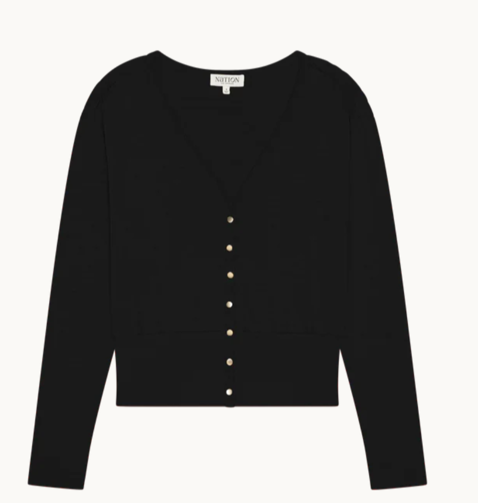 COLETTE CARDIGAN TOP IN JET BLACK