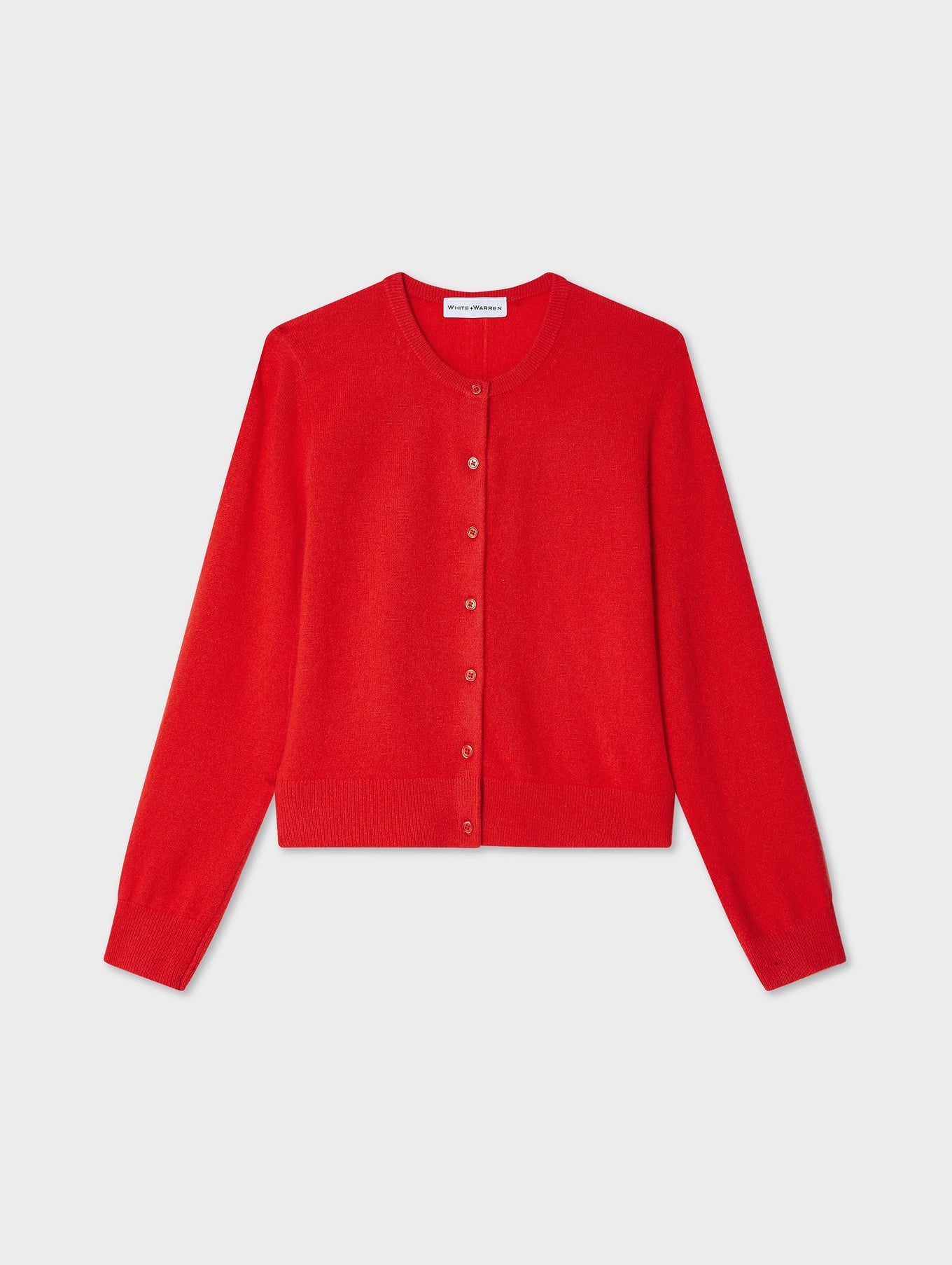 CASHMERE CREWNECK CARDIGAN IN DESERT RED