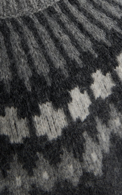 ALENA SWEATER IN DARK GREY MELANGE FAIR ISLE