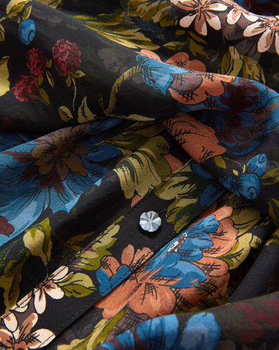 ASHLYNN SILK BLOUSE IN BLACK MULTI - Romi Boutique