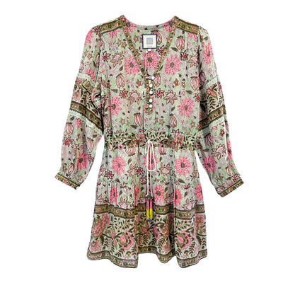 PATTON MINI DRESS IN MINT AND PINK FLORAL