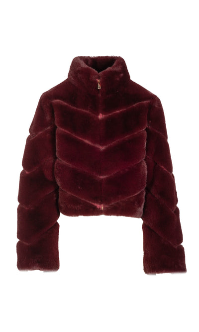 BRIANNA FAUX FUR JACKET IN CABERNET