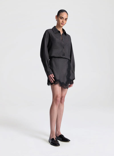 SOPHIA MINI SKIRT IN GANACHE/BLACK