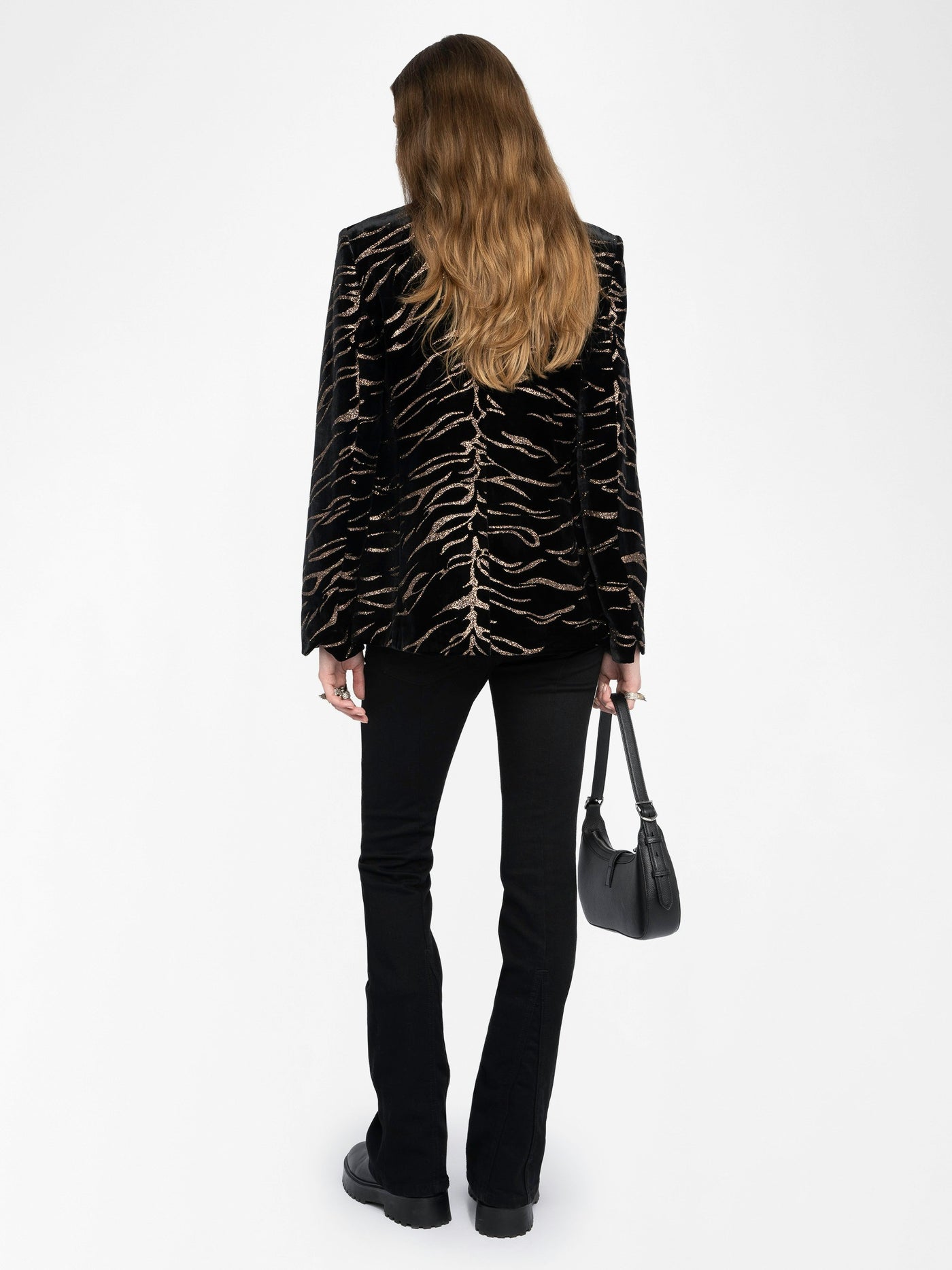 VAVY SEQUIN VELVET BLAZER TIGER IN BLACK