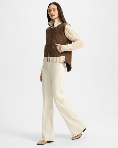 PATRA MIXED MEDIA JACKET IN MOCHA/HEATHERED SAND