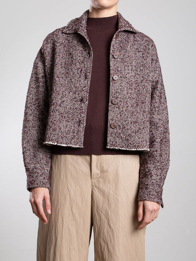 ESME SHIRT IN HERRINGBONE BURGUNDY