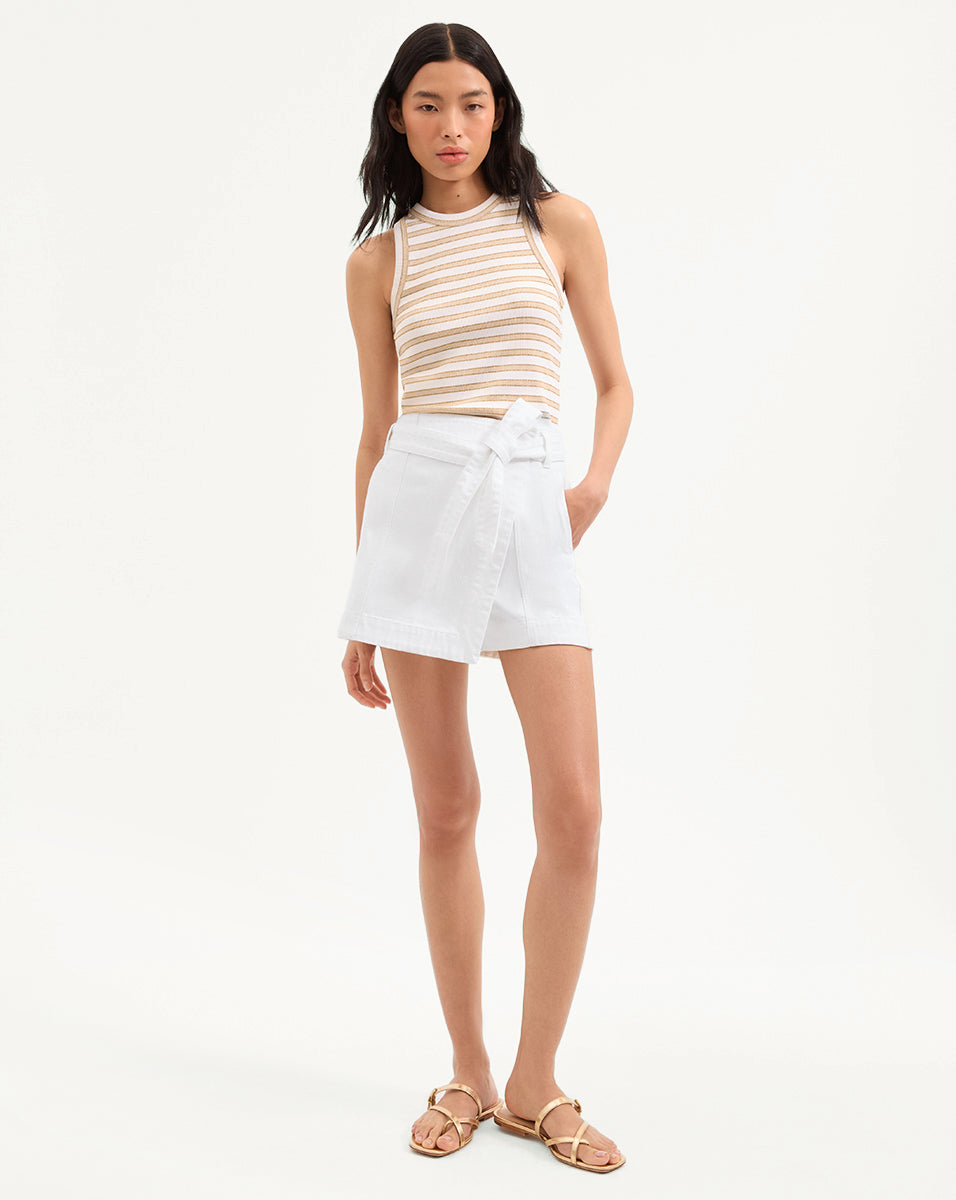 JORDYN CROPPED TANK TOP IN KHAKI/WHITE
