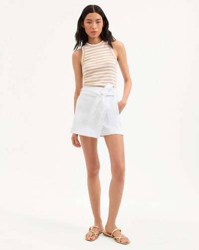 JORDYN CROPPED TANK TOP IN KHAKI/WHITE