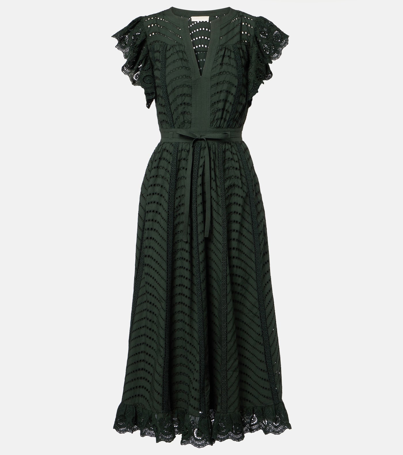 OLGA FLUTTER SLEEVE MIDI DRESS IN CYPRESS