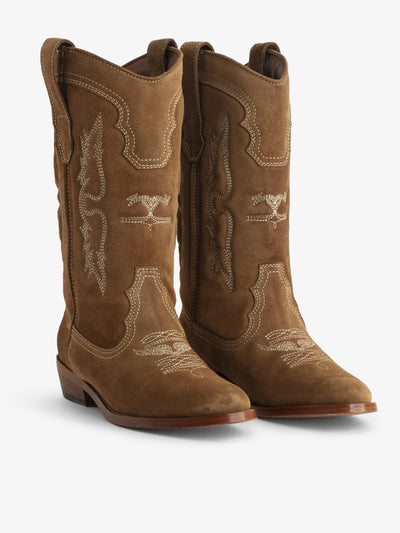 TEX WESTERN SUEDE BOOTS IN COGNAC