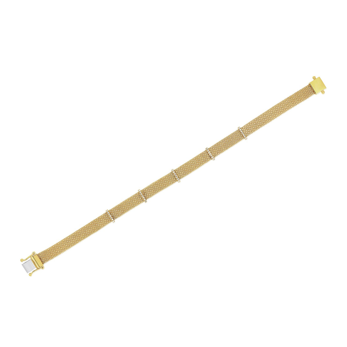 DIAMOND BAR MESH BRACELET IN 14K YELLOW GOLD