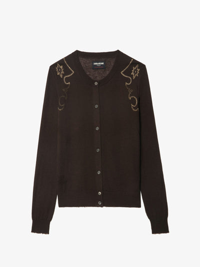 MISSYA CASHMERE CARDIGAN IN DARK CHOCOLATE