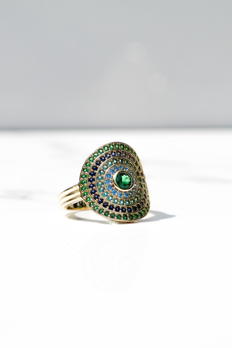 Native Gem Utopia Ring in Aqua Moss at Romi Boutique