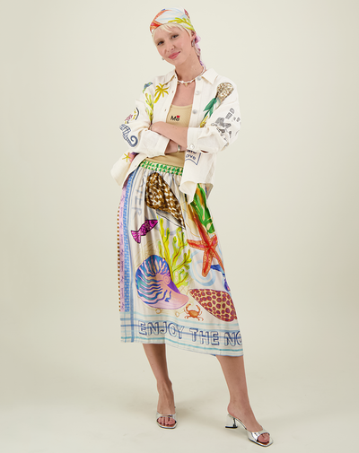 VANESSA PRINTED MIDI SKIRT IN MAGIC OCEAN