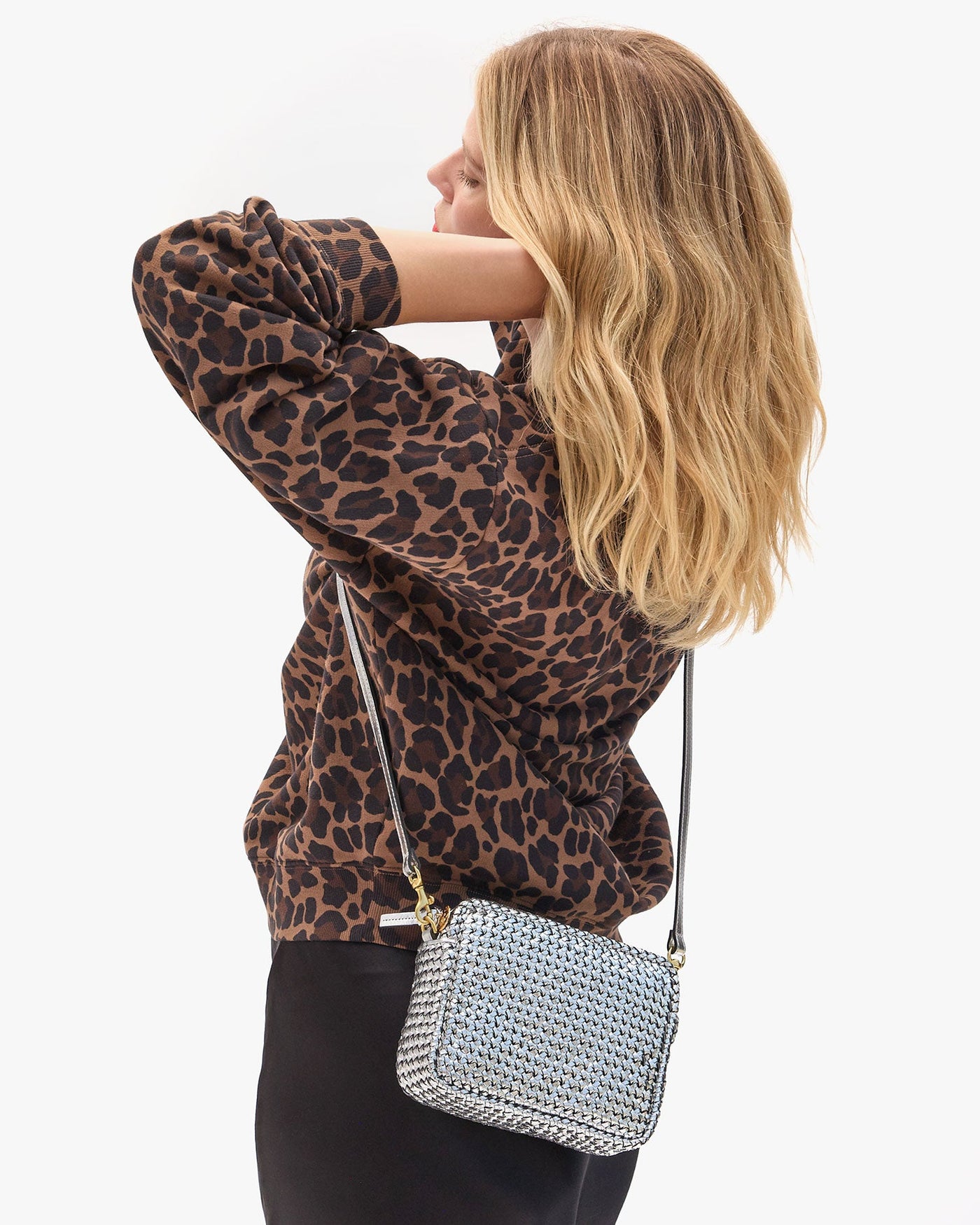 MIDI SAC IN SILVER WOVEN ETOILE